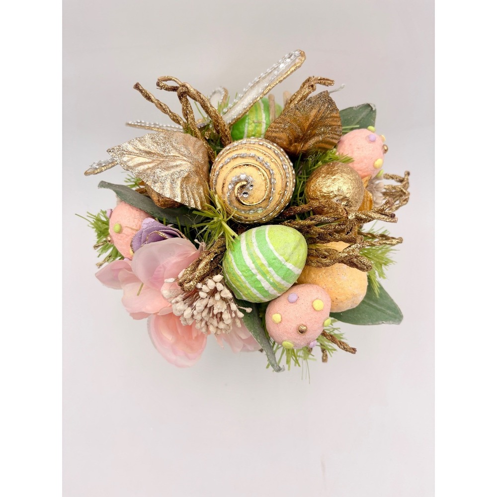 Sparkling Capiz She'll Easter Egg Arrangement Dragonfly Floral Vase Spring Decor - Picture 5 of 7
